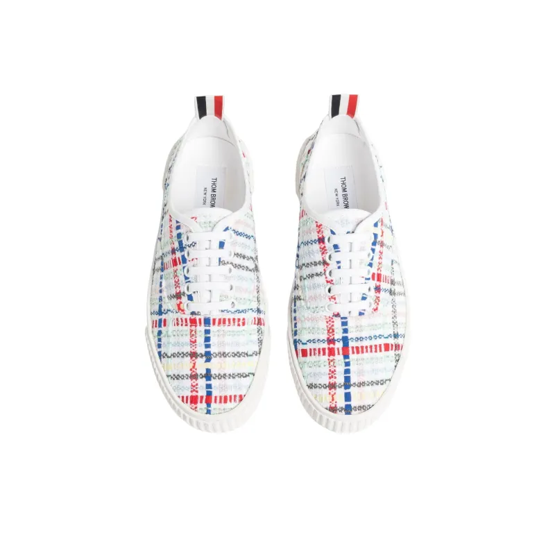 THOM BROWNE· Low Top Stylish Skateboarding Shoes Women's White Blue Red-2
