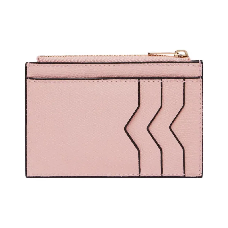 Valextra Calfskin Coin Purse, Card Holder Women's Pink Peony-1