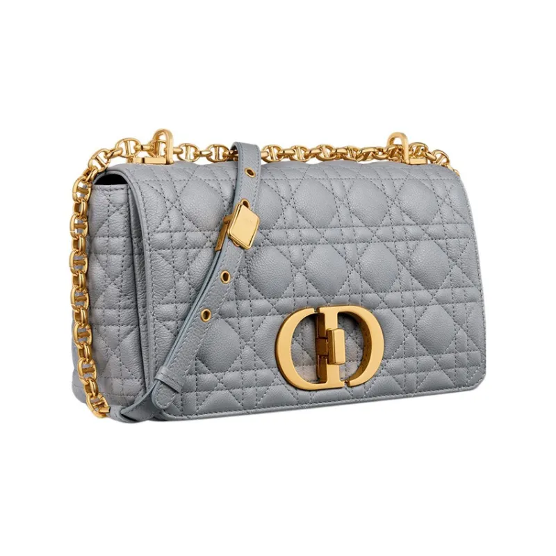 DIOR Caro Soft Cow Leather Chain Bag, Shoulder Bag, Crossbody Bag Medium Size Women's Gray-1