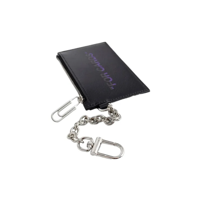 OFF WHITE Zip Up Chained Card Case-3