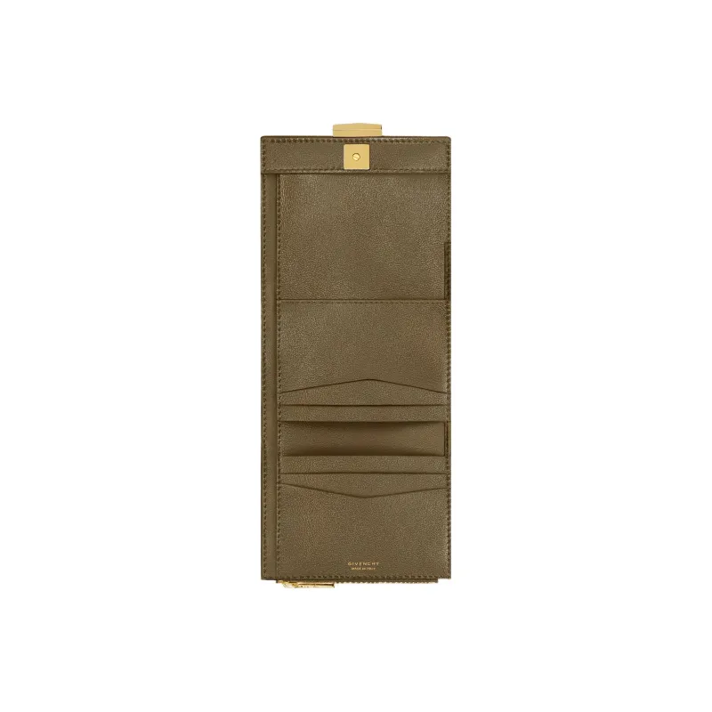 GIVENCHY 4G Grained Calfskin Wallet Women's Dark Khaki Green-3