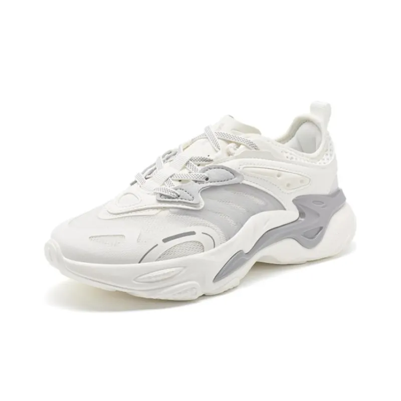 XTEP Red Flame TD Anti Slip And Wear Resistant Breathable Low Top Sports Casual Shoes Women's White Gray-1