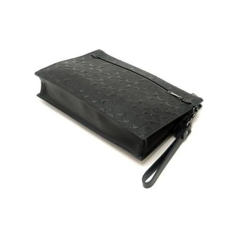 COACH Pouch Leather Document Bag, Briefcase, Wrist Bag, Clutch, Handbag Tubas Men's Black-3