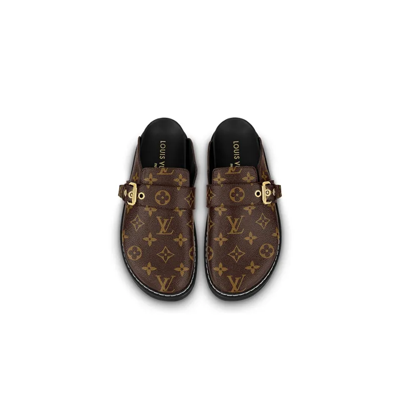 LOUIS VUITTON Closed Toe Slippers Women's Brown-3