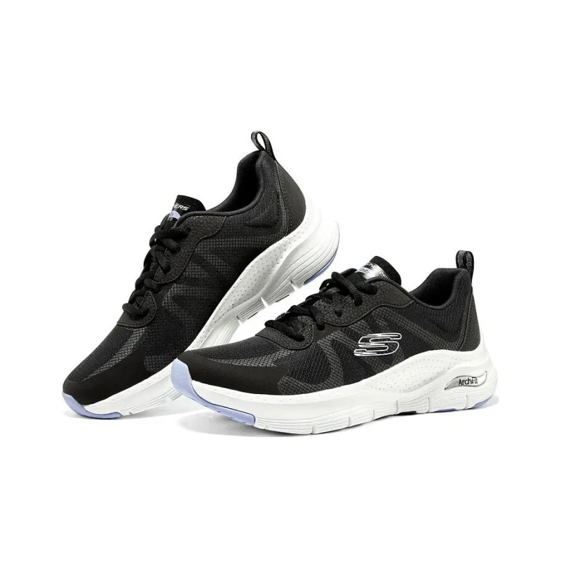 Skechers Arch Fit Anti Slip Wear Resistant Low Top Casual Shoes Women's Black White-3