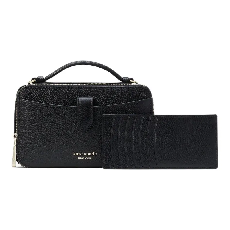 Kate Spade Hudson Litchi Grain Leather Camera Bag Handbag Shoulder Bag Crossbody Bag Small Size Women's Black-1