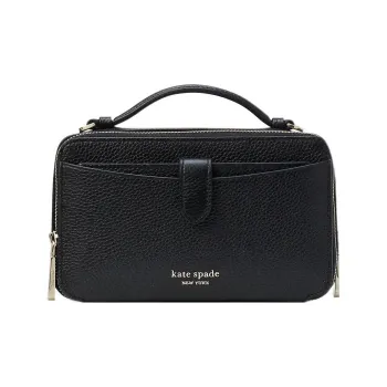 Kate Spade Hudson Litchi Grain Leather Camera Bag Handbag Shoulder Bag Crossbody Bag Small Size Women's Black