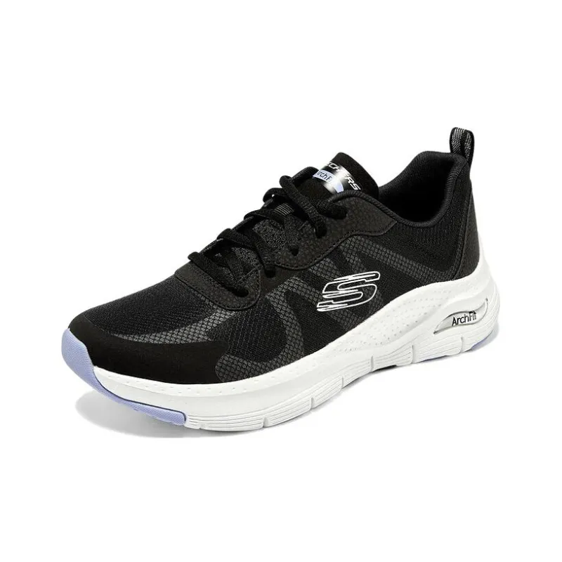 Skechers Arch Fit Anti Slip Wear Resistant Low Top Casual Shoes Women's Black White-2