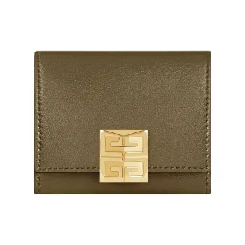 GIVENCHY 4G Grained Calfskin Wallet Women's Dark Khaki Green