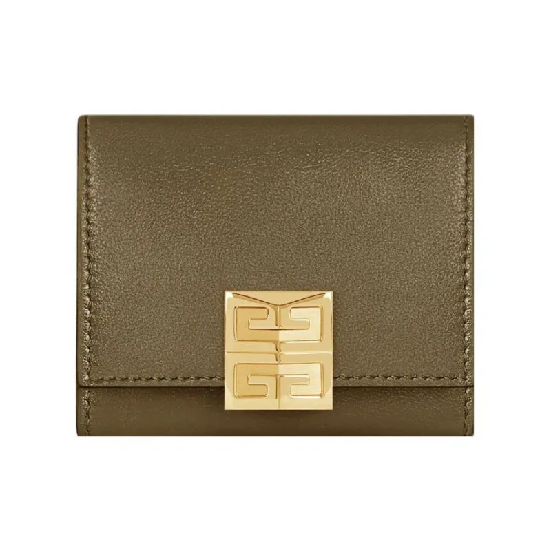 GIVENCHY 4G Grained Calfskin Wallet Women's Dark Khaki Green-0
