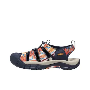 OUTDOOR AFRO x KEEN Newport Retro Beach Sandals Men's Navy Blue/Printed Pattern Orange