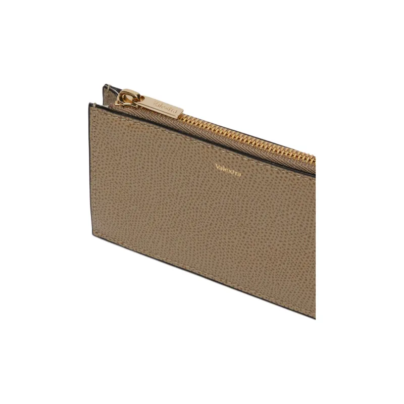 Valextra Calfskin Coin Purse, Card Holder Men's Oyster Brown-2