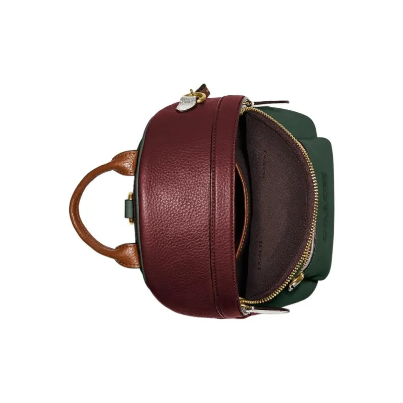 COACH Charter Leather Backpack Small Size Unisex Green Red Brown Multicolor-2