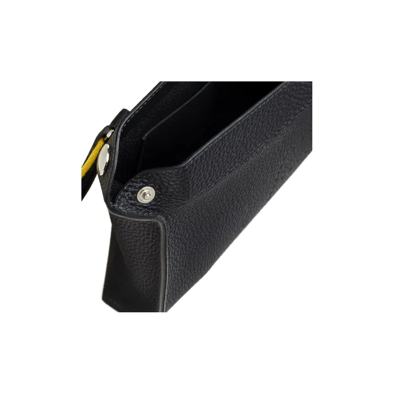 HERMES Videpoches Cow Leather With Canvas Plate Bag Fanny Pack Shoulder Bag Crossbody Bag Regular Men's Black Blue-4