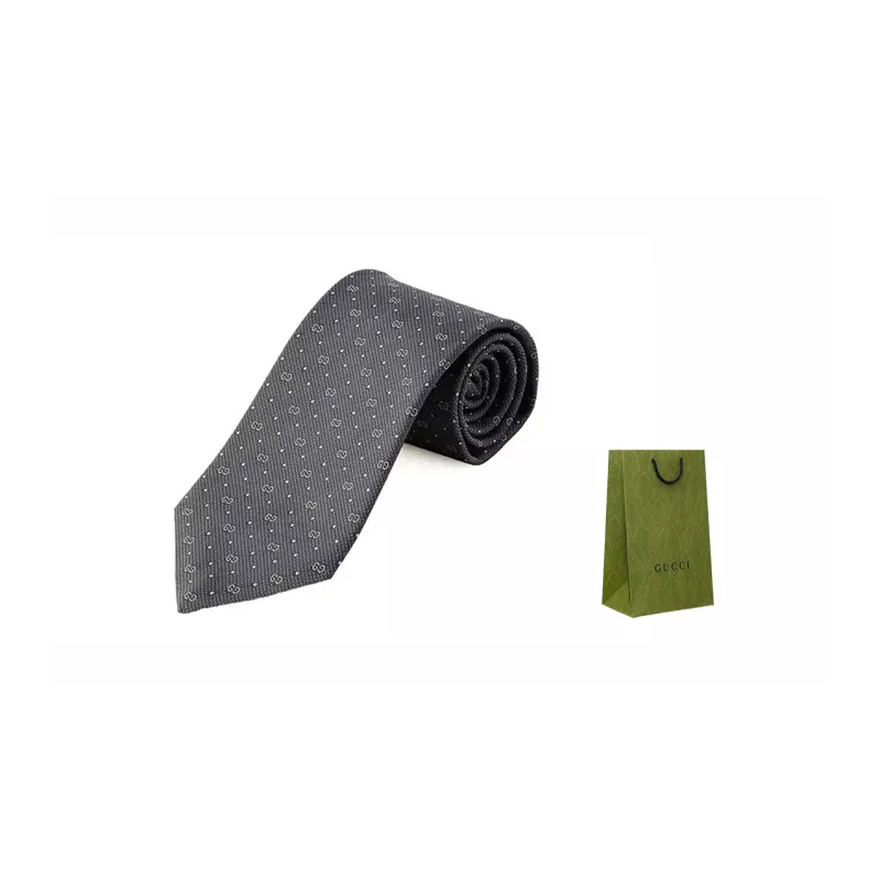 GUCCI Silk Ties Unisex Blue Gray-3