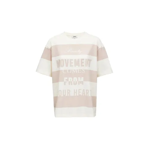 ONLY T-Shirts Women's I77 Milk Tea Pink Stripe MILK PINK STRIPE