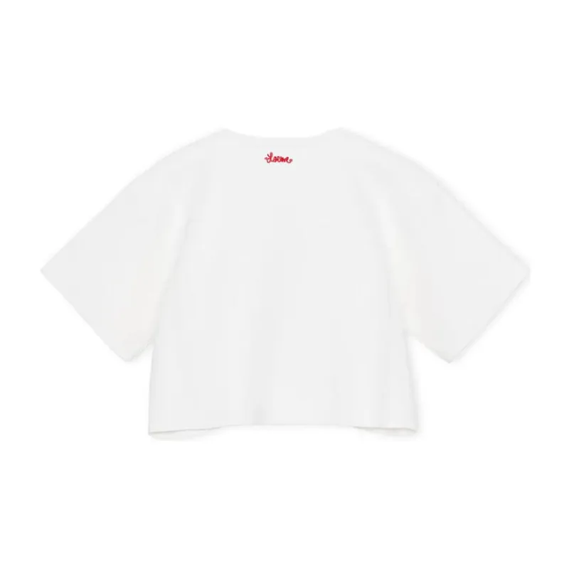 LOEWE Cropped Flower Viscose Cotton Blend Sweater Optic White-1