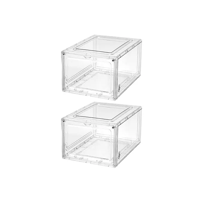 HAWA Acrylic Shoe Box Storage Box Medium Size Unisex Clear White-4