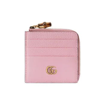 GUCCI Leather Card Holder Women's Pink