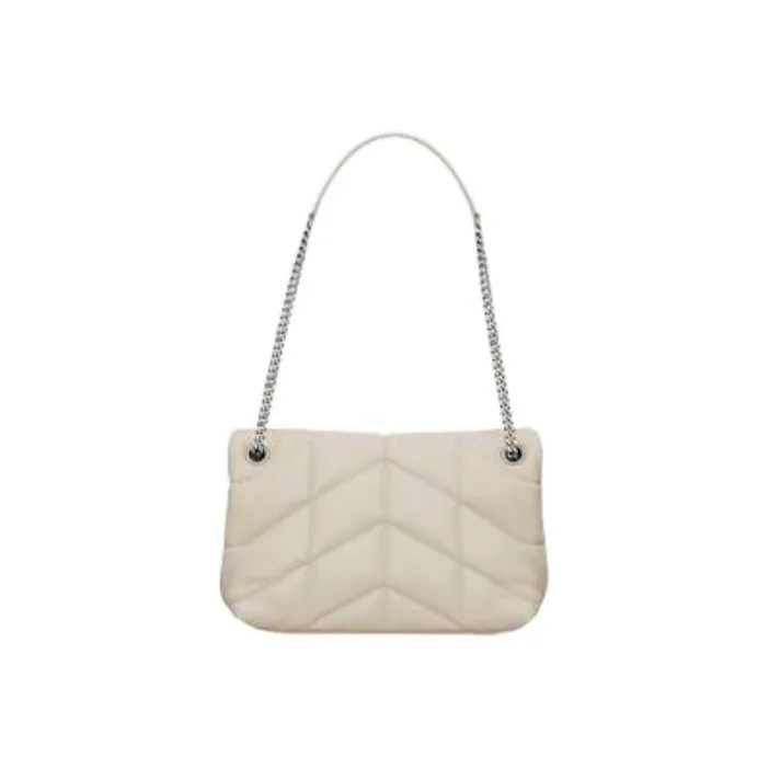 SAINT LAURENT LOULOUPUFFER Quilting Lambskin Cloud Bag, Pillow Bag, Crossbody Bag, Shoulder Bag Women's White-2