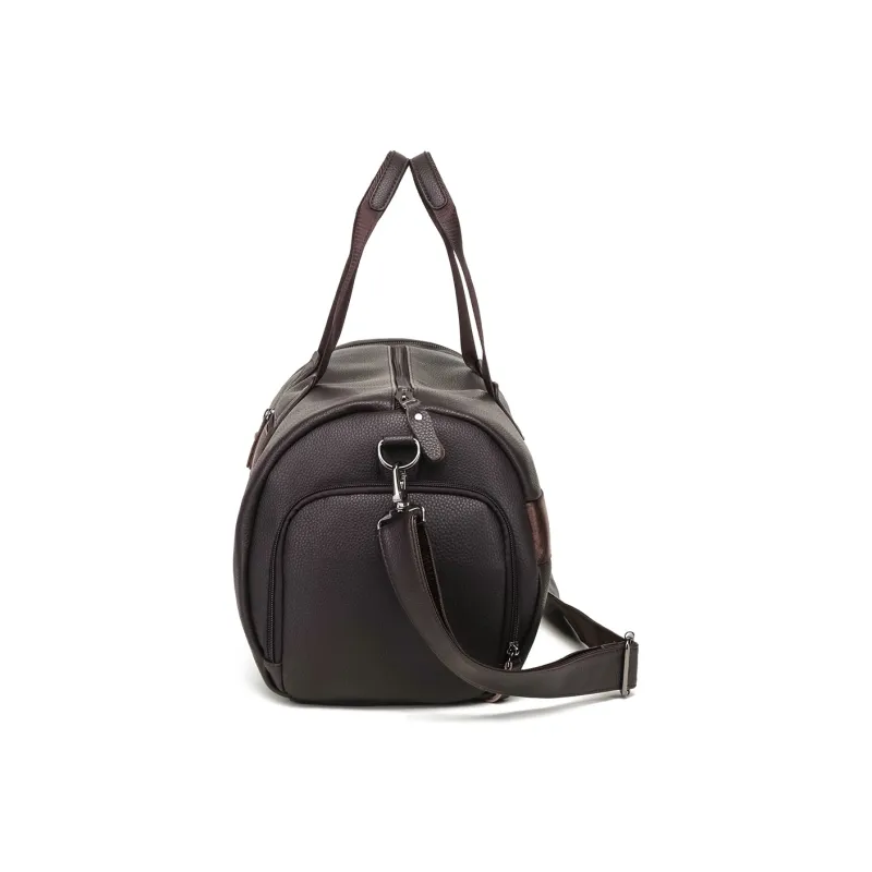 NOMK PU Swim Bag Sports Bag Luggage Bag Shoulder Bag Crossbody Handbag Large Size Unisex Black/Brown-9