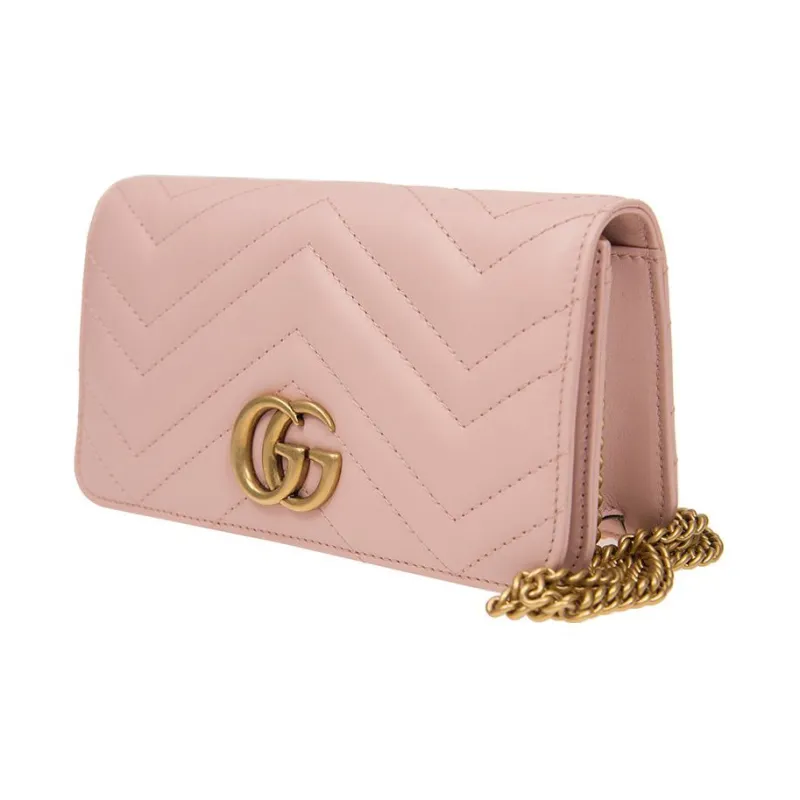 GUCCI GG Marmont Leather Shoulder Bag Crossbody Bag Mini Women's Pink Candy Color-2