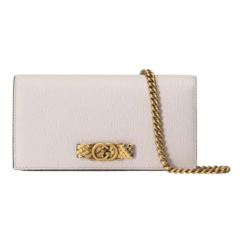 GUCCI Python Skin Wallet Women's Light Pink