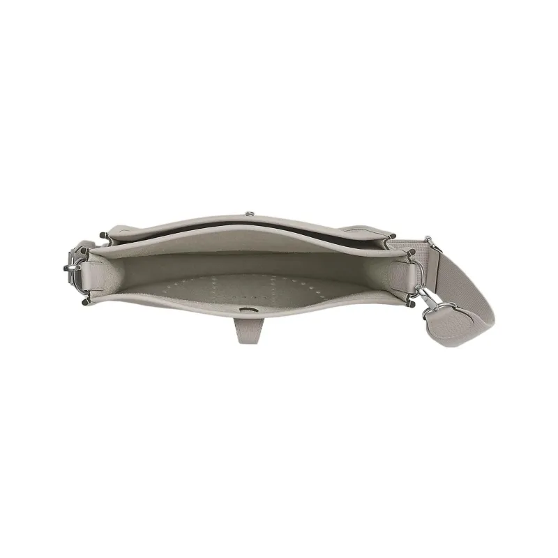 HERMES Evelyne Clemence Bullock Leather Evelyn Crossbody Bag, Shoulder Bag Women's 8L Beton Concrete Gray/Glacier White-3