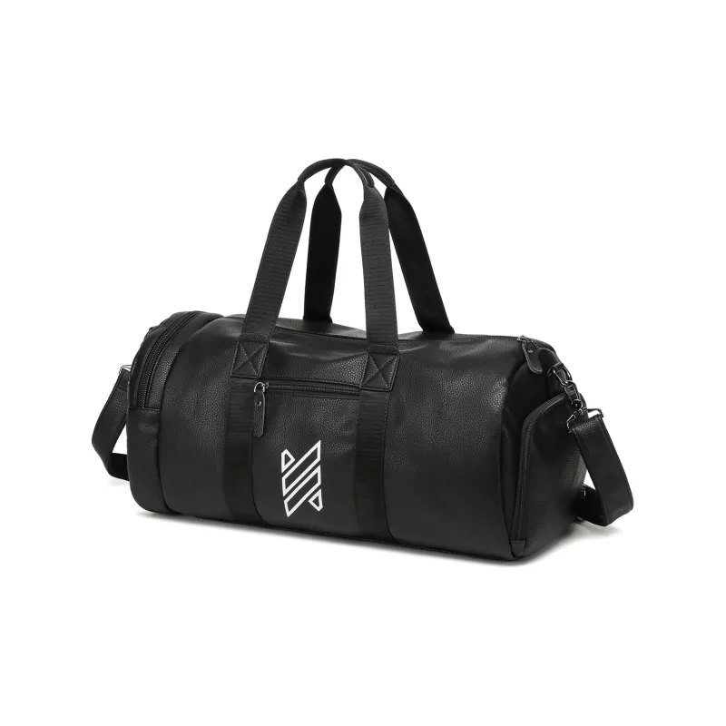 NOMK PU Swim Bag Sports Bag Luggage Bag Shoulder Bag Crossbody Handbag Large Size Unisex Black/Brown-1