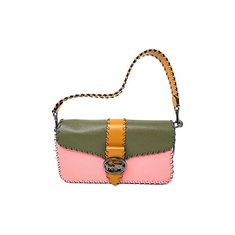 COACH Georgie Leather Underarm Bag, Bacchus Bag, Handbag, Shoulder Crossbody Bag Tubas Women's Pink & Green Brown-1