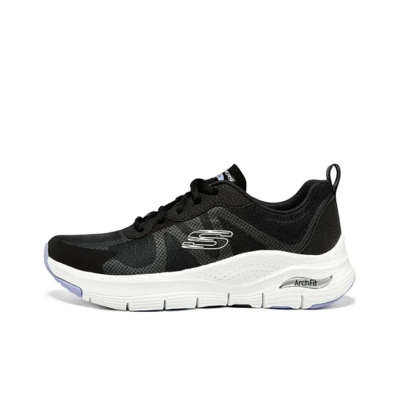 Skechers Arch Fit Anti Slip Wear Resistant Low Top Casual Shoes Women's Black White-0