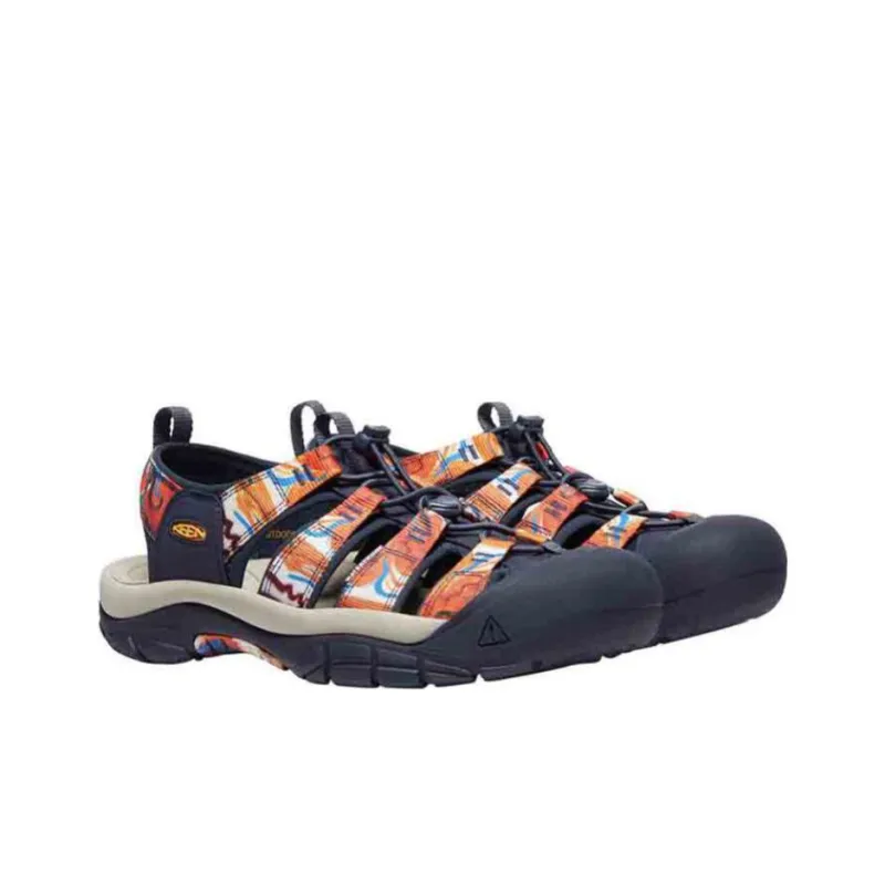 OUTDOOR AFRO x KEEN Newport Retro Beach Sandals Men's Navy Blue/Printed Pattern Orange-1