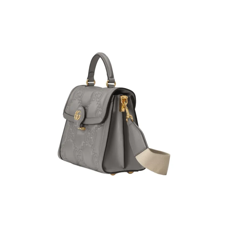 GUCCI GG Matelassé Leather Controller Wine God Bag Shoulder Bags Handbags Small Size Women's Gray-1