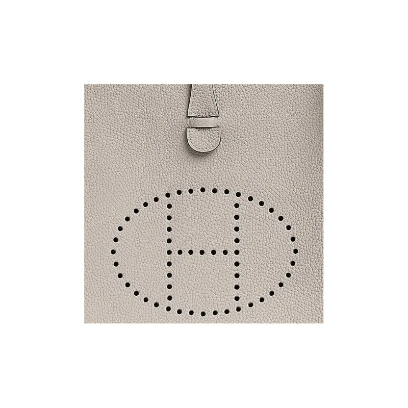 HERMES Evelyne Clemence Bullock Leather Evelyn Crossbody Bag, Shoulder Bag Women's 8L Beton Concrete Gray/Glacier White-4