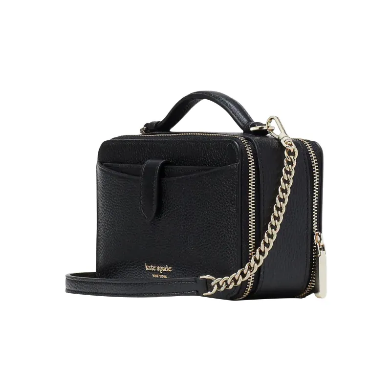 Kate Spade Hudson Litchi Grain Leather Camera Bag Handbag Shoulder Bag Crossbody Bag Small Size Women's Black-2