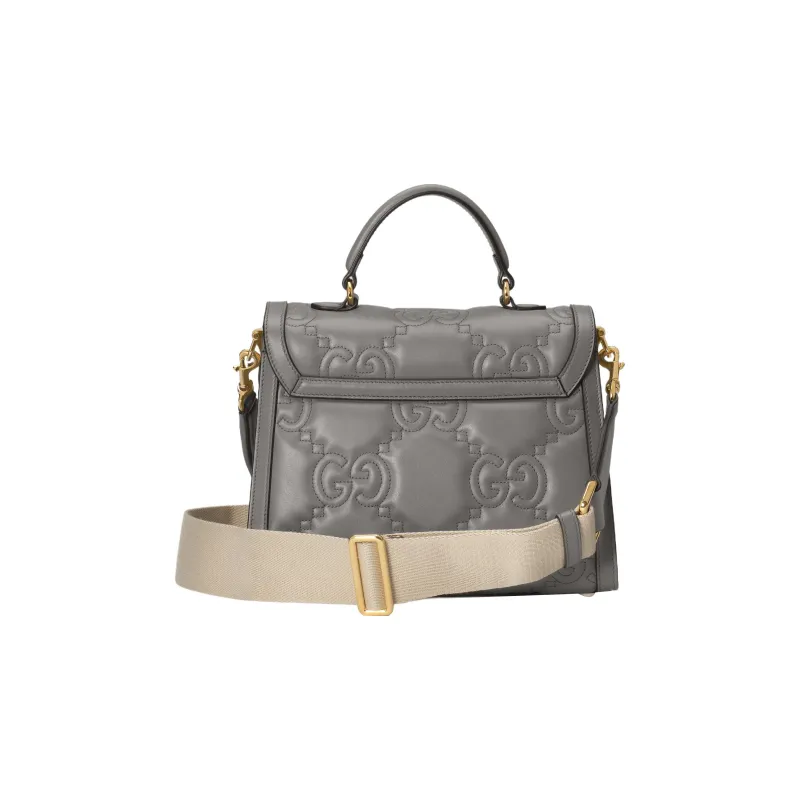 GUCCI GG Matelassé Leather Controller Wine God Bag Shoulder Bags Handbags Small Size Women's Gray-3