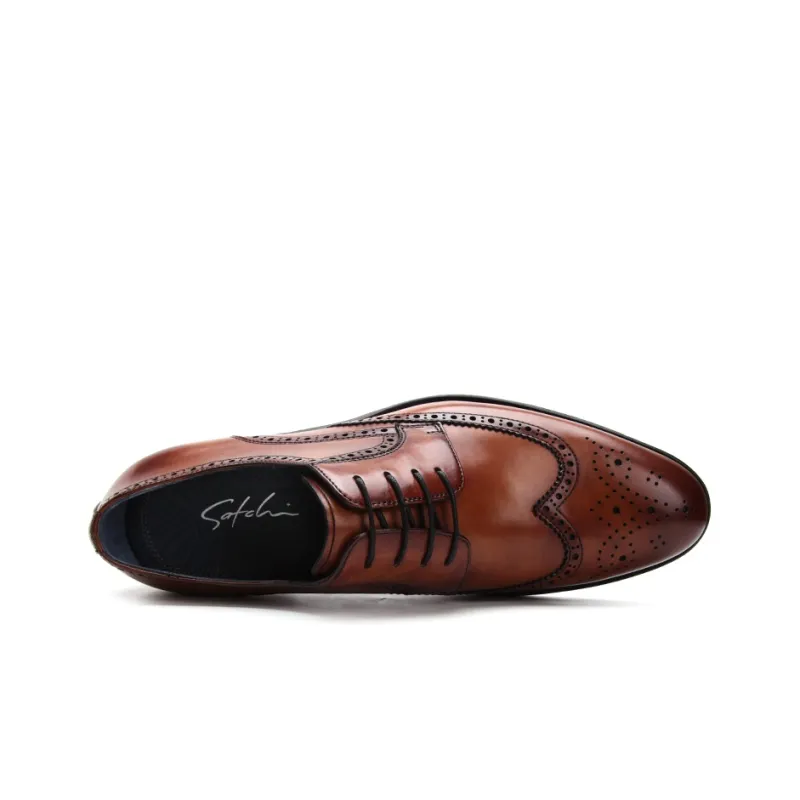 Satchi Dress Shoes Men's Yellow Brown-3