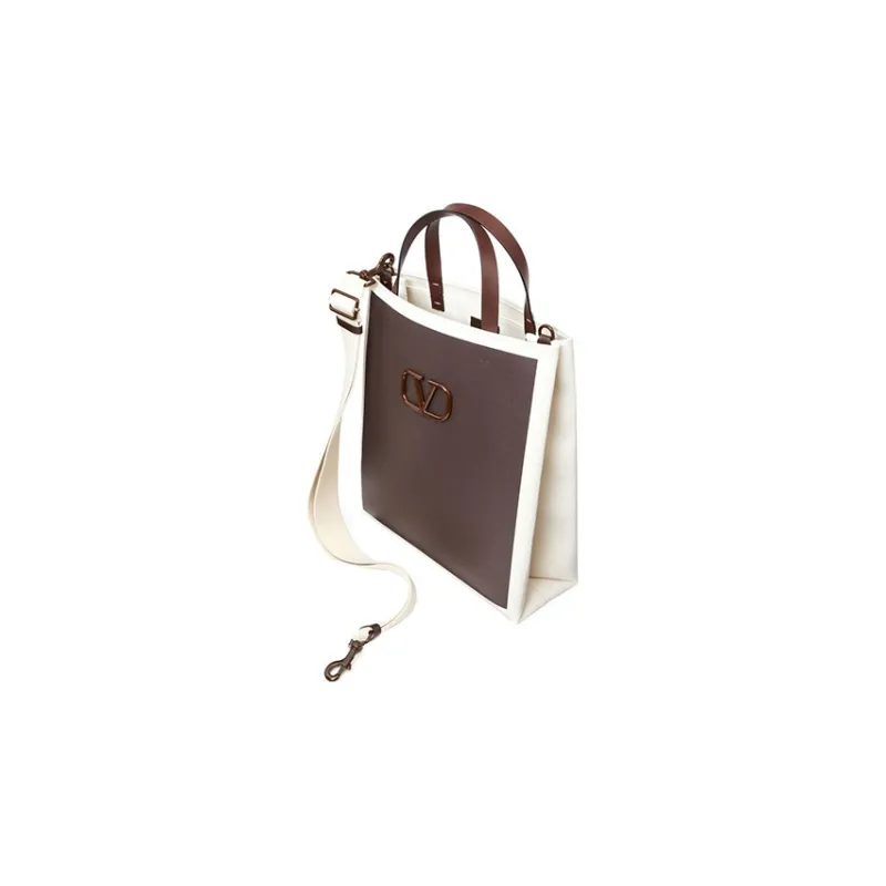 Valentino Cotton Tote Bag Shopping Bag Shoulder Bag Crossbody Bag Handbag Men's Light Umber-2