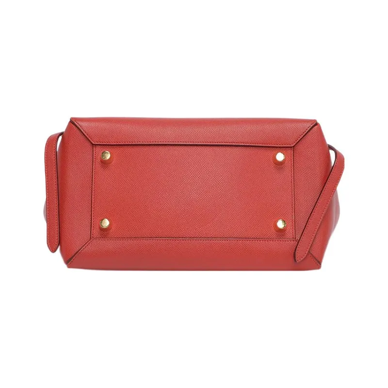 CELINE Belt Grained Cow Leather Handbag Catfish Bag Portable Crossbody Bag Shoulder Bag Women's Candy Color/Fox Red-2