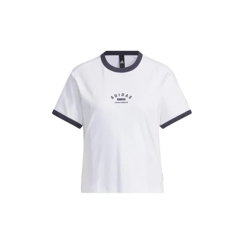 Adidas T-Shirts Women's White/Dark Navy Blue