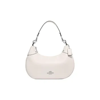 COACH Hobo Pebbled Leather Half Moon Saddle Bag, Crossbody Bag Women's White