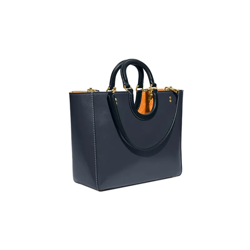COACH Glove Tanning Tote Bag, Shopping Bag, Portable Crossbody Bag, Shoulder Bag Large Size Women's Dark Blue-1