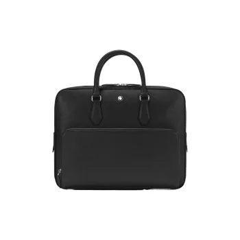 MONTBLANC Cow Leather Portable Briefcases Medium Size Men's Black