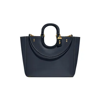 COACH Glove Tanning Tote Bag, Shopping Bag, Portable Crossbody Bag, Shoulder Bag Large Size Women's Dark Blue