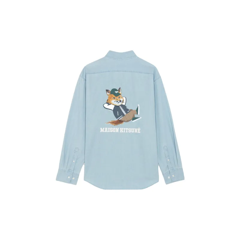 Maison Kitsune Shirts Men Light Blue-1