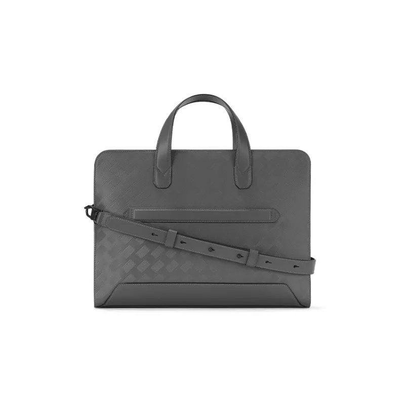 MONTBLANC Cow Leather Portable One Shoulder Crossbody Briefcases Men's Elegant Gray-3