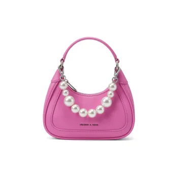 CHARLES&KEITH PU Hart Bag, Crossbody Handbag Trumpets Women's Beige/Pink