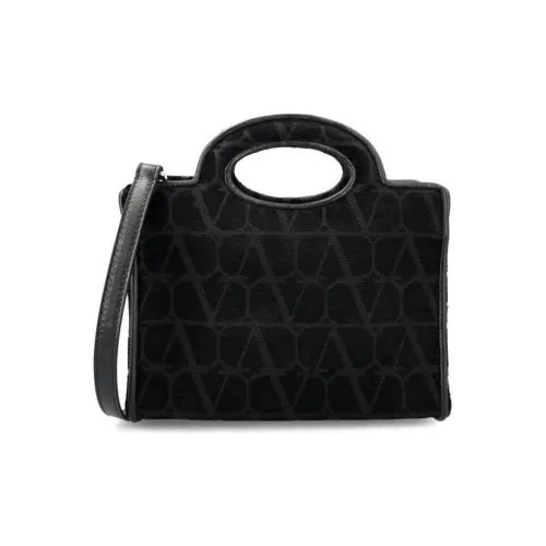 Valentino Sheepskin With Fabric Tote Shoulder Bag, Handbag Mini Women's Black