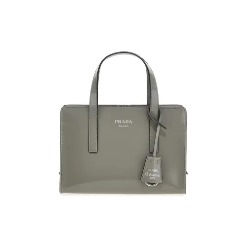 PRADA Leather Shoulder Bag Crossbody Bag Handbag Mini Women's Gray