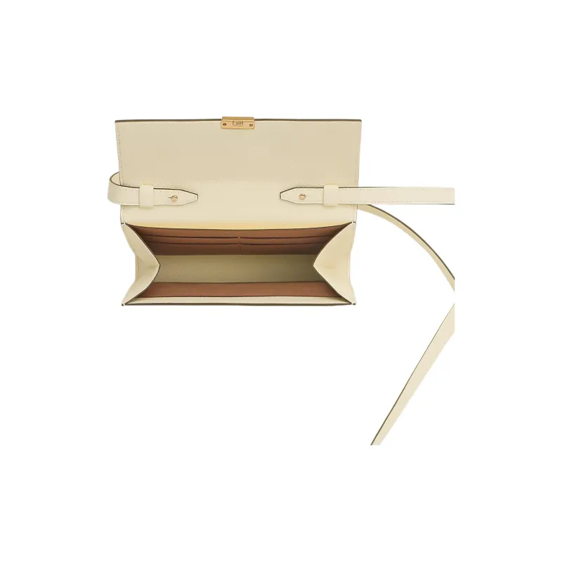 HERMES Clic Epsom Leather Shoulder Bag, Crossbody Bag Women's Cream White/Cookie-1